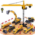 Promo Construction Site Vehicles Toy Set Kids Engineering Playset Tractor Digger Crane Dump Trucks Excavator Cement Steamroller Birthday Gift For 3 4 5 Year Old Toddlers Boys Child - Everyday Play Set