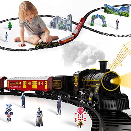 Cheapest Electric Christmas Train Set For Kids Battery-Powered Train Toys With Sounds Include 4 Cars And 10 Tracks Classic Toy Train Set For 3 4 5 6 Years Old Boys Girls - Everyday Play Set
