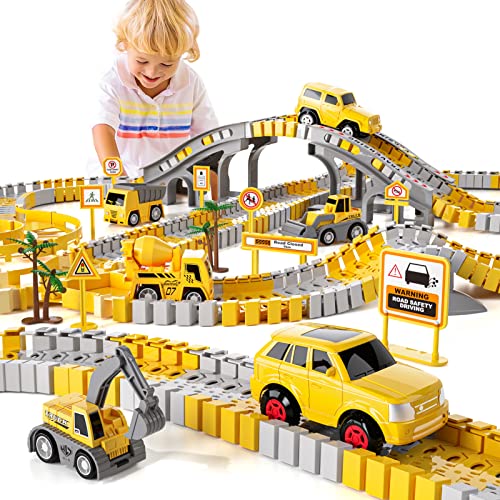 Wholesale IHaHa 236 PCS Construction Toys Race Tracks For Boys Kids Toys 6 PCS Construction Car And Flexible Track Playset Create A Engineering Road For 3 4 5 6 Year Old Boys Girls Toys - Everyday Play Set