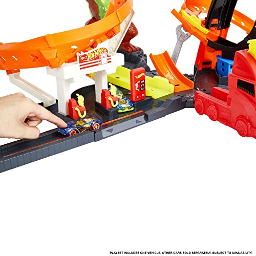 Cheap Toxic Gorilla Slam Gas Station & Tire Repair Shop Playset With Adjustable Launcher Lights & Sounds & 1 1:64 Scale Car Connects To Other Track Sets Gift For Kids 5 Years Old & Up - Everyday Play Set