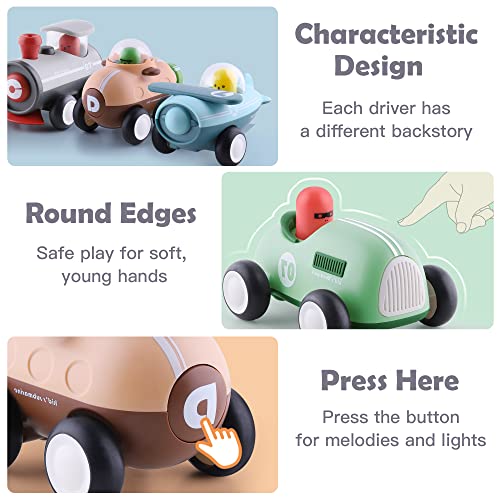 Promo Baby Car Toys W/ Lights Music Toddler Push And Go Friction Powered Toy Set Kids Electronic Submarines Vehicle Playset Birthday Gift For 12 18 Month 1 2 3 Years Old Boys Girls Infants - Everyday Play Set