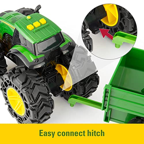 Toddler Toys Lights And Sounds Monster Treads Tractor Toy With Wagon 8 Inch Green Ages 3+ Red - Everyday Play Set