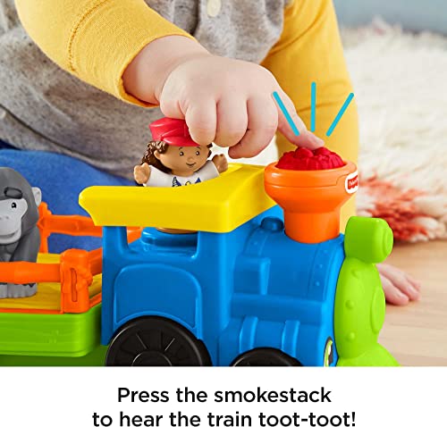 Little People Zoo Train Toy With Music And Sounds For Toddlers 1 Conductor And 2 Animal Toy Figures Choo-Choo Zoo Train - Everyday Play Set