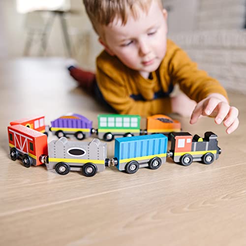 Brand new Wooden Train Cars (8 Pcs) – Magnetic Train Wooden Train Toys Train Sets For Toddlers And Kids Ages 3+ - Everyday Play Set