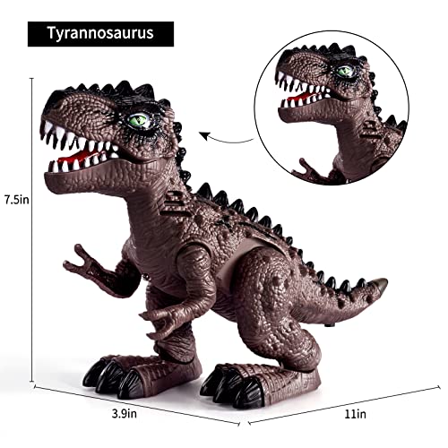 New 3 Pack Electric Walking Dinosaur Toys For Toddlers 2-4 3-5 Years With Roar Sounds And Lights Up Realistic Robot T-Rex Brachiosaurus Stegosaurus Dinosaur Figures For Kids - Everyday Play Set