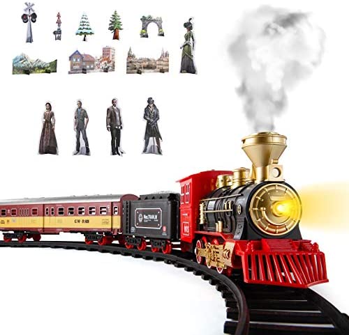 Cheap Train Sets With Steam Locomotive Engine Cargo Car And Tracks Battery Powered Play Set Toy W/ Smoke Light & Sounds For Kids Boys & Girls 3 4 5 6 7 Years Old - Everyday Play Set