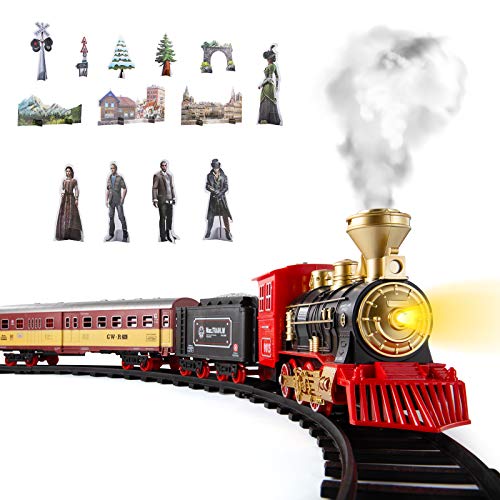 Cheap Train Sets With Steam Locomotive Engine Cargo Car And Tracks Battery Powered Play Set Toy W/ Smoke Light & Sounds For Kids Boys & Girls 3 4 5 6 7 Years Old - Everyday Play Set
