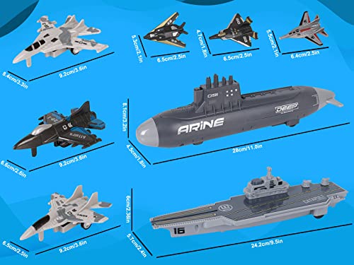 Aircraft Carrier Military Naval Ship Toy Play Set With Small Scale Model Planes Fighter Jets Battleship And Supply Ship For Kids Boy Girl Age 5+ Party Favors Gifts Naval Ship-02 - Everyday Play Set