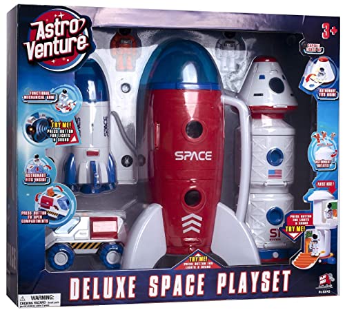 Stro Venture Deluxe Space Playset Toy – Space Shuttle Space Station & Capsule Space Rover & Rocket W/Lights And Sound – Space Toys For Boys And Girls - Everyday Play Set