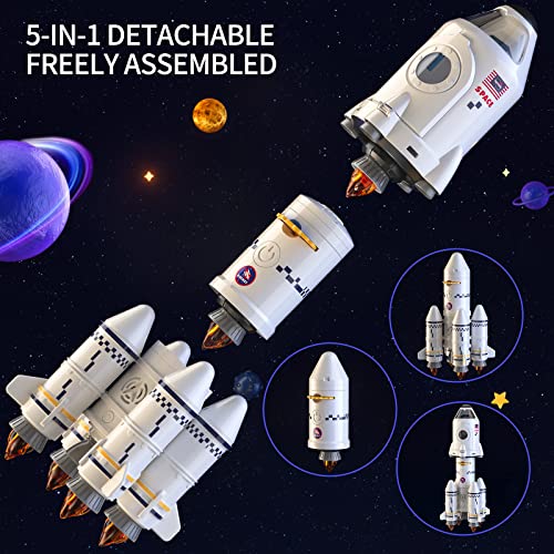 New Space Shuttle Rocket Toys For 3 4 5 6 7 8 9 Years Old Kids Science Educational Toys 5-in-1 STEM Aerospace Toys With 2 Astronauts Projection Lamp Space Adventure Toys Gift For Boys Girls 3+ - Everyday Play Set