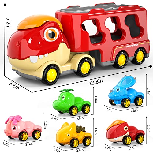 New Dinosaur Truck Toys For Kids 3-5 Years Cars Toys For Toddler 1-3 6 In 1 Jurassic Dinosaurs Trucks Toys Semi Truck Toy Car For Boys And Girls Age 2-3 well-suited Gift For Baby & Toddler Toys - Everyday Play Set