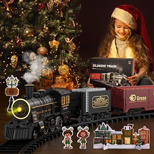 Cheap Train Sets With Steam Locomotive Engine Cargo Car And Tracks Battery Powered Play Set Toy W/ Smoke Light & Sounds For Kids Boys & Girls 3 4 5 6 7 Years Old - Everyday Play Set