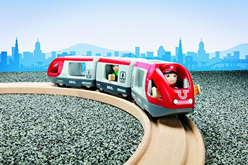 RIO World 33505 – Travel Train – 5 Piece Wooden Toy Train Set For Kids Age 3 And Up - Everyday Play Set