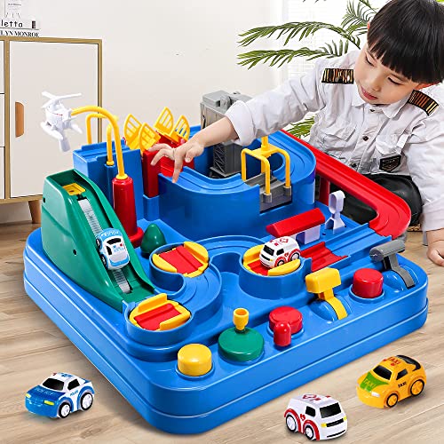 Kids Race Track Toys For Boy Car Adventure Toy For 3 4 5 6 7 Years Old Boys Girls Puzzle Rail Car City Rescue Playsets Magnet Toys W/ 3 Mini Cars Preschool Educational Car Games Toy Gift - Everyday Play Set