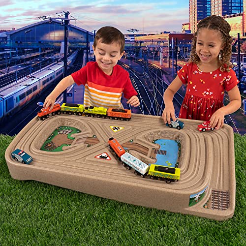 Portable Carry And Go Kids Race Track Toy Car Train Table 2-Sided No Assembly For Children 3 4 5 6 7 Years Old Boys Girls Made In USA - Everyday Play Set