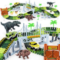 Deals Dinosaur Toys-187 Pcs Create A Dinosaur World Road Race Flexible Track Playset 4 Dinosaurs-2 Race Cars For 3 4 5 6 Years Up Old Boys Girls well-suited Gift - Everyday Play Set