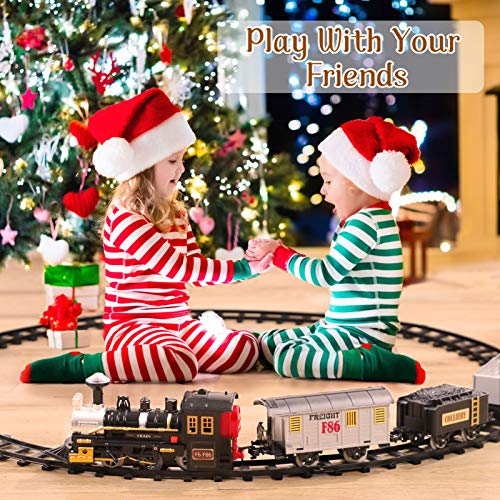 Cheapest Electric Christmas Train Set For Kids Battery-Powered Train Toys With Sounds Include 4 Cars And 10 Tracks Classic Toy Train Set For 3 4 5 6 Years Old Boys Girls - Everyday Play Set