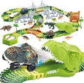 174 PCS Dinosaur Toys Race Track Flexible Train Tracks With 8 Dinosaurs Figures 2 Electric Race Cars Vehicle Playset With Lights To Create A Dinosaur World Road Race For Toddlers Kids Boys Girls - Everyday Play Set