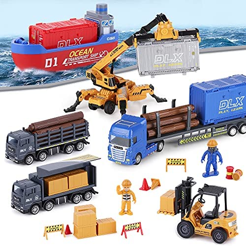 Promo Construction Site Vehicles Toy Set Kids Engineering Playset Tractor Digger Crane Dump Trucks Excavator Cement Steamroller Birthday Gift For 3 4 5 Year Old Toddlers Boys Child - Everyday Play Set