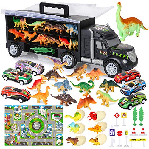 Coupon Dinosaur Toys For Kids 3-5 Dinosaur Truck Carrier Transport Truck Dinosaurs Toys For Boys And Girls 3 4 5 6 Years Old With Dino Eggs 23 Pcs Kids Toys Dinosaur - Everyday Play Set