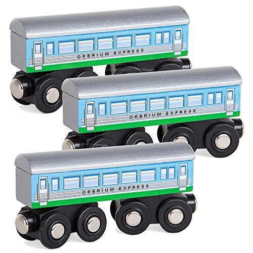 Toys 3 Pcs Large Wooden Railway Express Coach Cars Fits Thomas The Tank Engine Brio Chuggington Wooden Train - Everyday Play Set