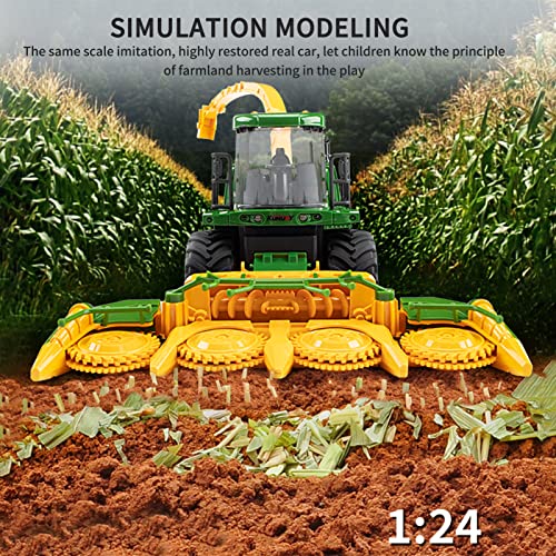 Remote Control Trucks Tractor Toy For Kids – 1:24 Rc Silage Harvester With Smoke Construction Vehicle Farm Tractors With Lights & Sounds Holiday and Birthday Present For Boys & Girls 3-8 Years Old - Everyday Play Set