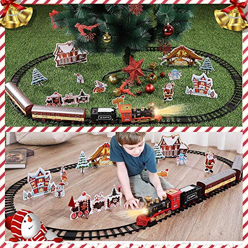 Cheap Train Sets With Steam Locomotive Engine Cargo Car And Tracks Battery Powered Play Set Toy W/ Smoke Light & Sounds For Kids Boys & Girls 3 4 5 6 7 Years Old - Everyday Play Set