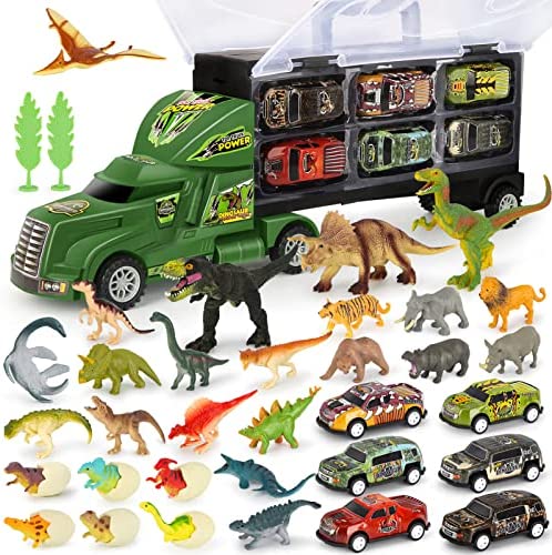 Coupon Dinosaur Toys For Kids 3-5 Dinosaur Truck Carrier Transport Truck Dinosaurs Toys For Boys And Girls 3 4 5 6 Years Old With Dino Eggs 23 Pcs Kids Toys Dinosaur - Everyday Play Set