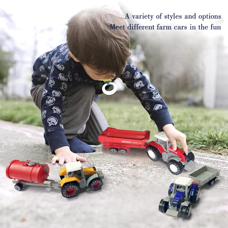 Kid s Farm Tractor Toys With Trailers ,Alloy And ABS Toy Truck Realistic Tractor Vehicle Value Play Set Set Of 4 - Everyday Play Set