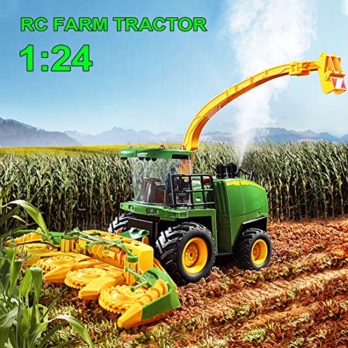 Remote Control Trucks Tractor Toy For Kids – 1:24 Rc Silage Harvester With Smoke Construction Vehicle Farm Tractors With Lights & Sounds Holiday and Birthday Present For Boys & Girls 3-8 Years Old - Everyday Play Set